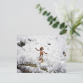 アコーン小妖精や小人食べズスノー – 冬はがき ポストカード (スタンド正面)