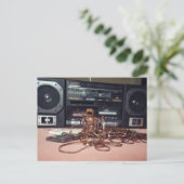 アコーン得小妖精や小人が音楽テープに絡まった – レトロ ポストカード (スタンド正面)