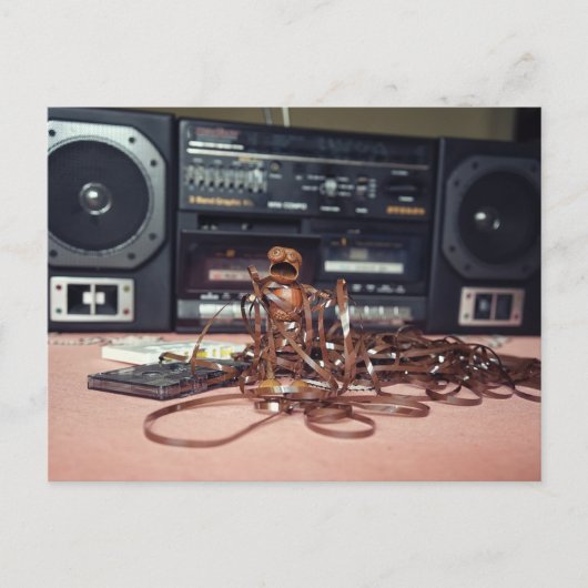 アコーン得小妖精や小人が音楽テープに絡まった – レトロ ポストカード (正面)