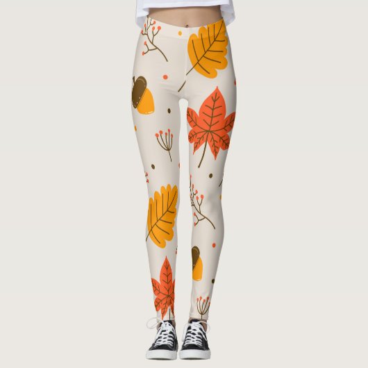 アコーン数々のとカラー葉の レギンス (正面)