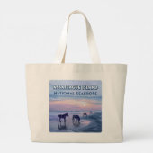 アサテーハアイランドナショナルシーショアウマヴィンテージ ラージトートバッグ (裏面)