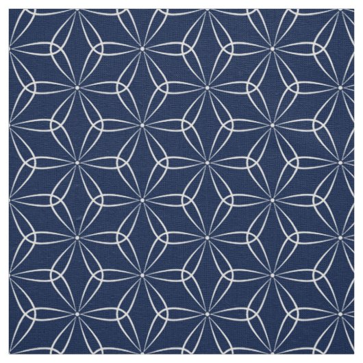アサノハスタイル02 - White on Dk Blue 001744 ファブリック (見本)