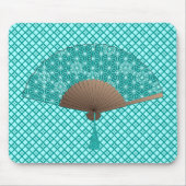 アサノハ日本のの扇形、ターコイズ マウスパッド (正面)