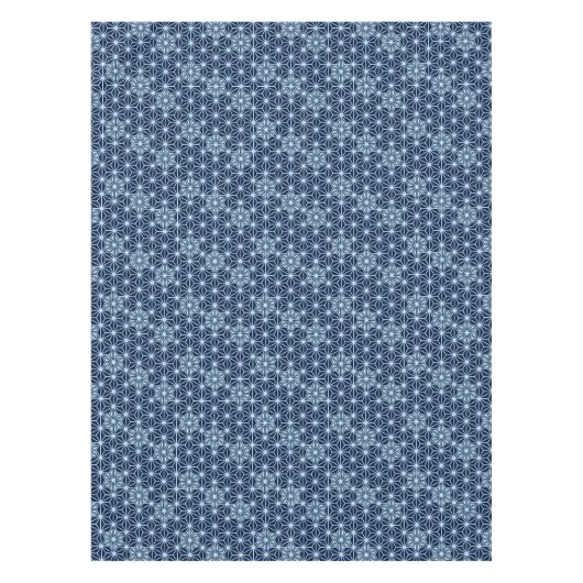 アサノハ日本のまたは星模様、インディゴブルー テーブルクロス (正面)