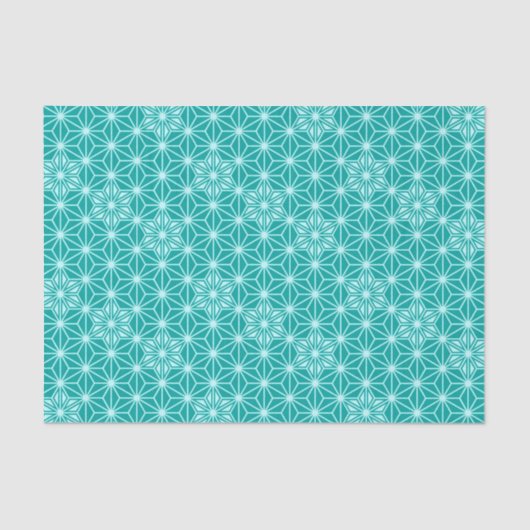 アサノハ日本のパターン – ターコイズ 薄葉紙 (正面)