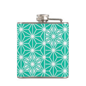 アサノハ日本のパターン – ピーコックブルー フラスク (裏面)