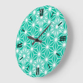アサノハ日本のパターン – ピーコックブルー ラージ壁時計 (傾斜)