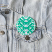 アサノハ日本のパターン – ピーコックブルー 缶バッジ (インサイチュ)