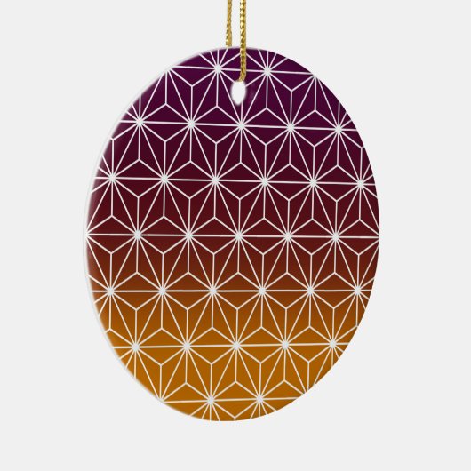アサノハ日本のプリントバ伝統的ルグンディ&金ゴールド セラミックオーナメント (右)