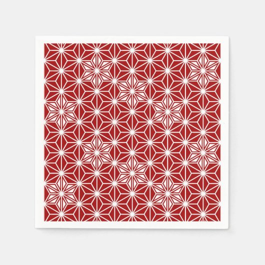 アサノハ日本の模様 – 濃い赤色 スタンダードカクテルナプキン (正面)