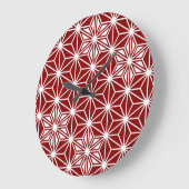 アサノハ日本の模様 – 濃い赤色 ラージ壁時計 (傾斜)
