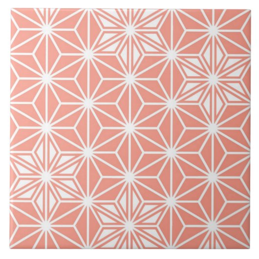 アサノ日本のハまたは星型、珊瑚色 タイル (正面)