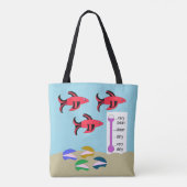 アサリで赤と黒の魚を泳ぐ トートバッグ (裏面)