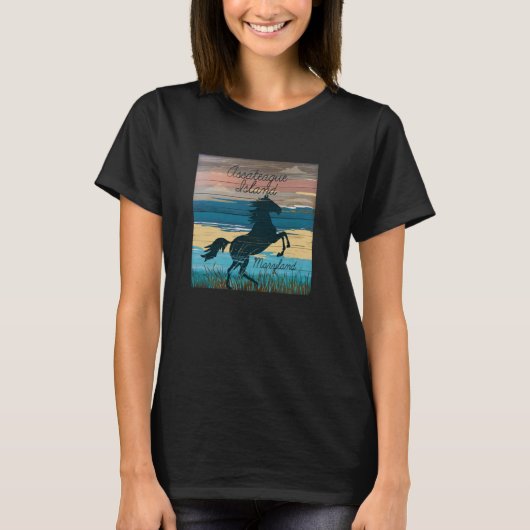 アサーテハーグ島MD野生の馬航海の沿岸 Tシャツ (正面)