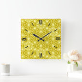 アサ日本のノハパターン – マスタード金ゴールド スクエア壁時計 (ホーム)
