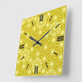 アサ日本のノハパターン – マスタード金ゴールド スクエア壁時計 (傾斜)