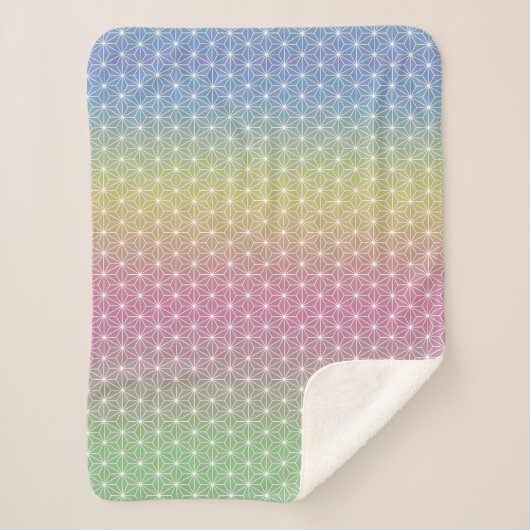 アサ日本のノハ伝統的プリントパステルレインボー シェルパブランケット (正面)