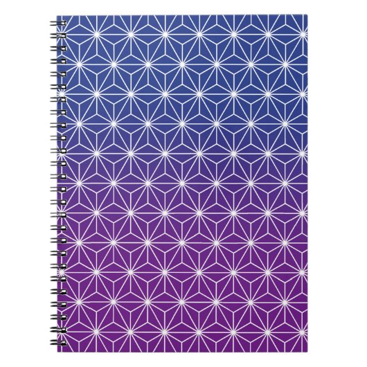 アサ日本のノハ伝統的プリントブルー&パープル ノートブック (正面)