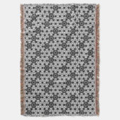 アサ日本のノハ柄、白、黒 スローブランケット (正面縦)