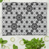 アサ日本のノハ模様 – 白と黒 キッチンタオル (折り畳み)