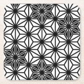 アサ日本のノハ模様 – 白と黒 スクエアペーパーコースター (正面)