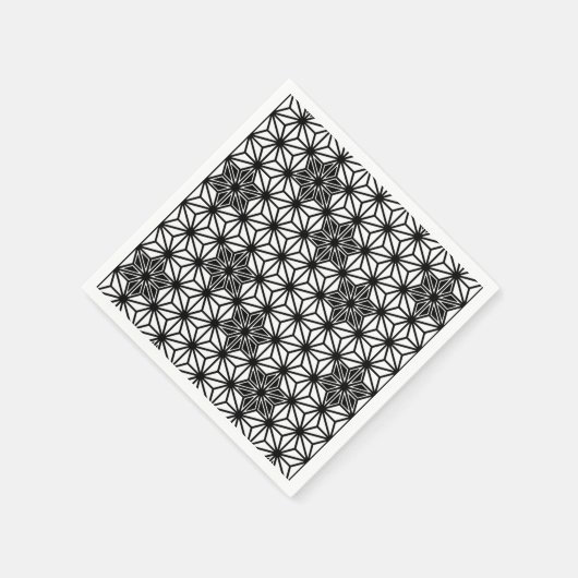 アサ日本のノハ模様 – 白と黒 スタンダードカクテルナプキン (角)