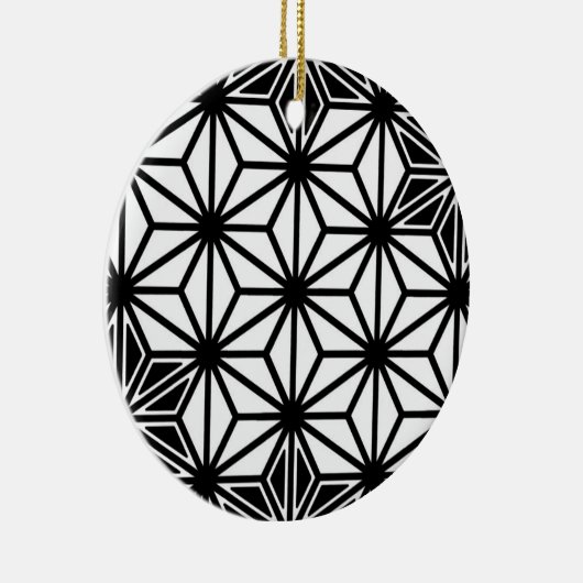 アサ日本のノハ模様 – 白と黒 セラミックオーナメント (右)