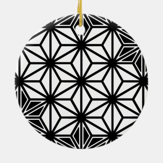 アサ日本のノハ模様 – 白と黒 セラミックオーナメント (裏面)