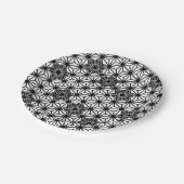 アサ日本のノハ模様 – 白と黒 ペーパープレート (アングル)