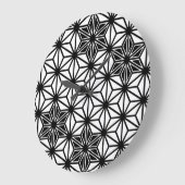 アサ日本のノハ模様 – 白と黒 ラージ壁時計 (傾斜)