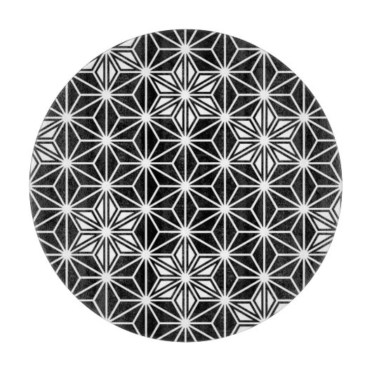 アサ日本のノハ模様 – 白黒 カッティングボード (正面)