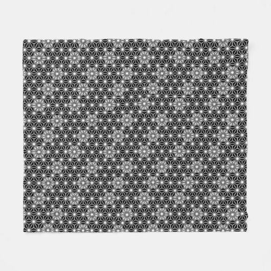 アサ日本のノハ模様 – 白黒 フリースブランケット (正面(横))