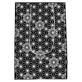 アサ日本のノハ模様 – 白黒 ミディアムペーパーバッグ (裏面)