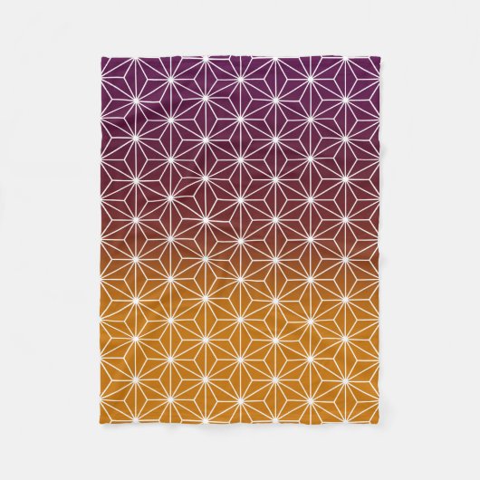 アサ日本のノハ（大規模）ブルゴーニュ&金ゴールド フリースブランケット (正面)