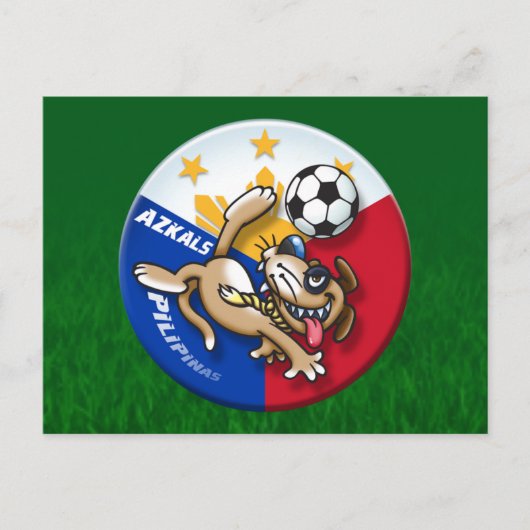 アザカルズサッカーサッカーのアクション ポストカード (正面)