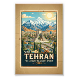 アザディタワーとアルボルズ山脈 イラン旅行ポスター フォトプリント           