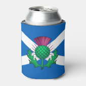 アザミが重ねられたスコットランド国旗 缶クーラー (缶正面)