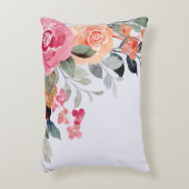 アザミと水彩フローラ花束枕 アクセントクッション (正面(垂直))