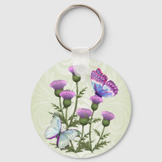 アザミと蝶 キーホルダー (正面)