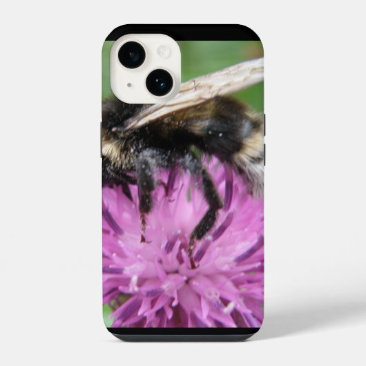 アザミにとまるマルハナバチ iPhoneケース (裏面)