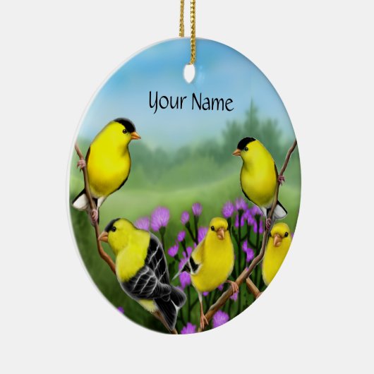 アザミのオーナメントのカスタマイズ可能なGoldfinches セラミックオーナメント (右)