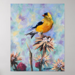 アザミのファインアートのアメリカのGoldfinch ポスター