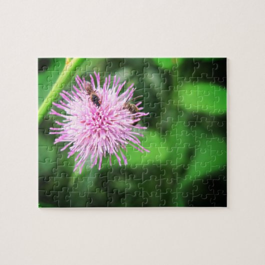 アザミのリラックスさせるな自己心配のジグソーパズルの蜂 ジグソーパズル (横)