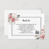 アザミの水彩画の結婚式のサンキューカードは上がり、 サンキューカード (正面/裏面)
