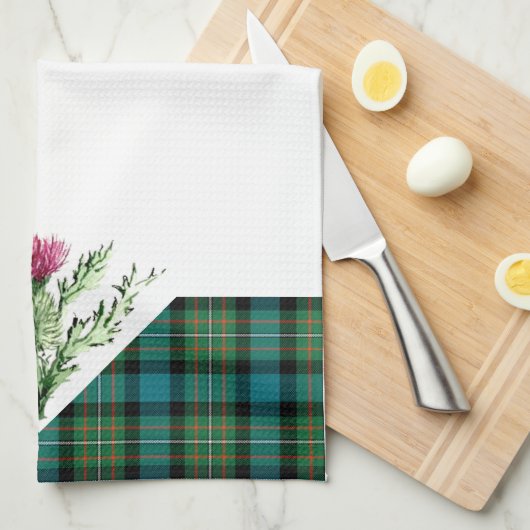 アザミの皿タオルのファーガソンの一族のタータンチェック キッチンタオル (四つ折り)