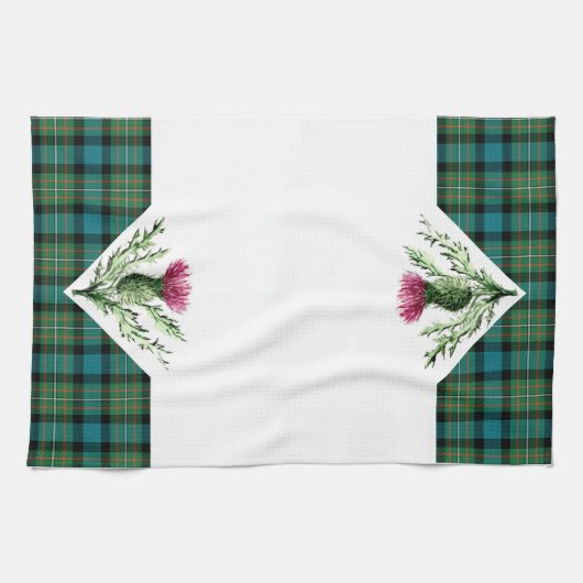 アザミの皿タオルのファーガソンの一族のタータンチェック キッチンタオル (横)