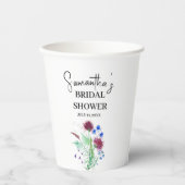 アザミの紫の花 スコットランドのボヘミアンスタイルの結婚前お祝い 紙コップ (正面)