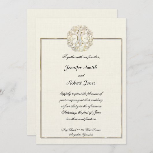 アザミの結婚式招待状ケルト族の生命の樹 招待状 (正面/裏面)