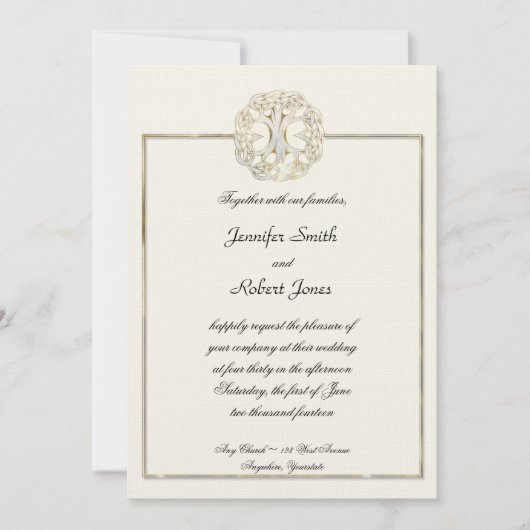 アザミの結婚式招待状ケルト族の生命の樹 招待状 (正面)