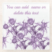 アザミの花柄 ガラスコースター (正面)